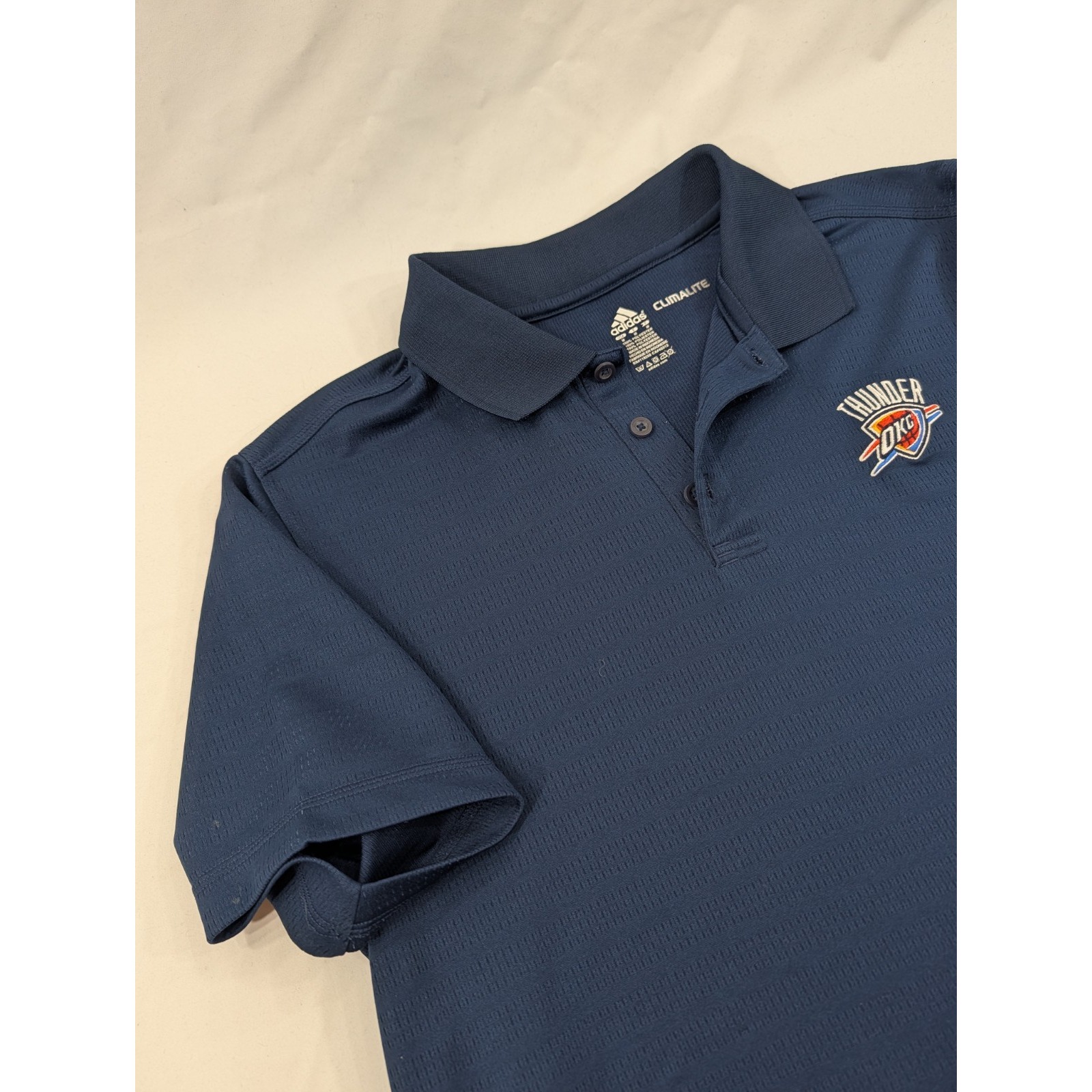 Adidas Oklahoma City Okc Thunder Polo Shirt Medium Blue Climalite Stretch Golf